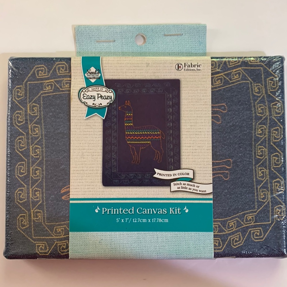 Needle Creations Embroidery Printed Canvas Kit Llama Kit includes Embroidery Flo